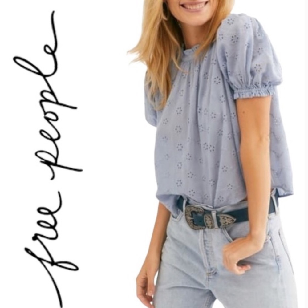 NWT Free People Letters to Juliet Puff Sleeve Top